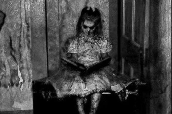 spooky girl in room horror